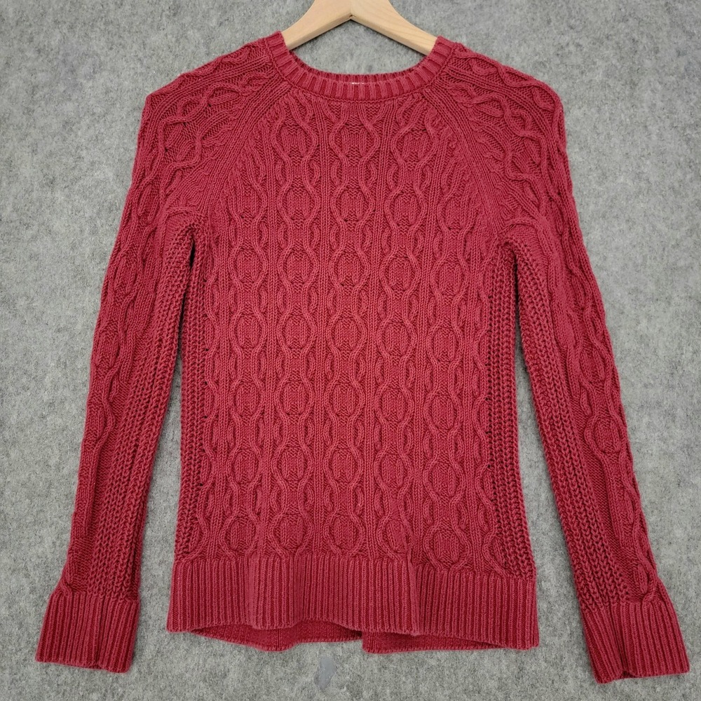 Michael‎ Michael Kors Sweater Womens M Burgundy Cable Knit Pullover Long Sleeve